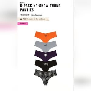 VICTORIA'S SECRET Pink 5 pack no show thong Panties LIMITED EDITIONS